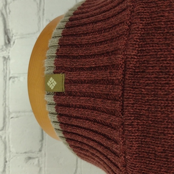 COLUMBIA Sweater XL Men's Brick  Red With Tan Stripes 1/4 Zip - Picture 8 of 11